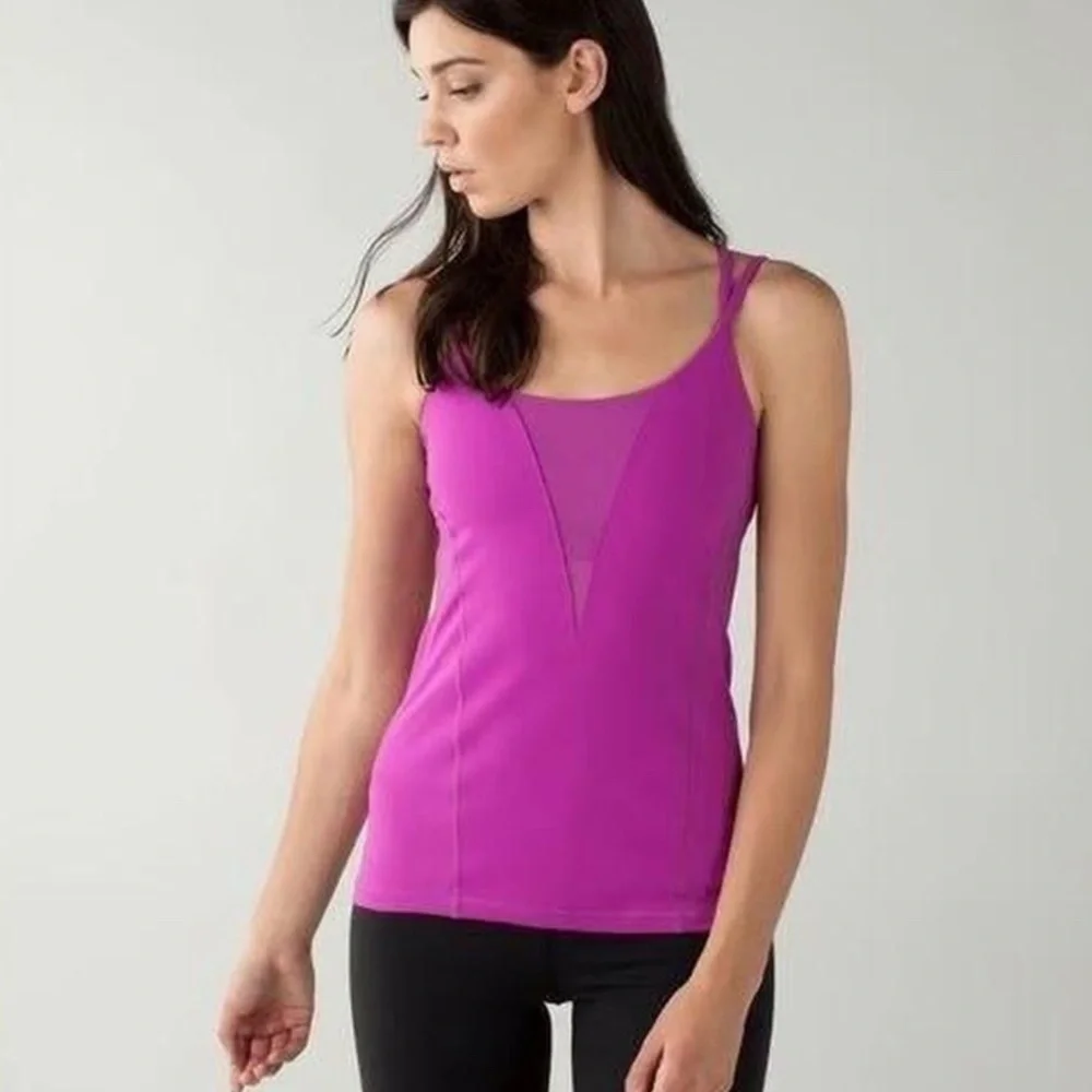 Lululemon Exquisite Mesh Tank Size 6 Violet Work Out Top Athletic Pickleball